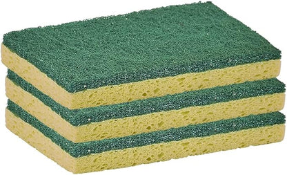 Scrubee Heavy Duty Scrub Large Sponge with Scouring Pad, Kitchen Dishwashing, Sink, Pot and Frying Pan Cellulose Scrubber Sponge Non Scratch. By Superio… (6" 3 Pack)
