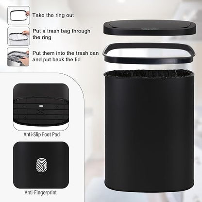 PayLessHere | 13 Gallon Stainless Steel Trash Can | Black | Automatic Touchless Lid with Motion Sensor | Kitchen Garbage Can with Waterproof Design | for Home, Office, Bathroom | Pack of 1