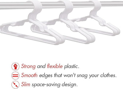 40 Pack White Kids Hangers 11.6 Inch - Baby Clothes Hangers for Toddler & Child, Durable Plastic Children's Hangers for Closet, Pants, Coats, Skirts (Non-Slip, Space-Saving)
