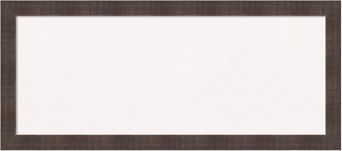 Amanti Art White Cork Board for Wall, 14x32 Vision Board with Brown Wood Frame, Medium Corkboard Office Decor for Home Organization, Rustic Farmhouse Corkboard Pinboard to display items for home