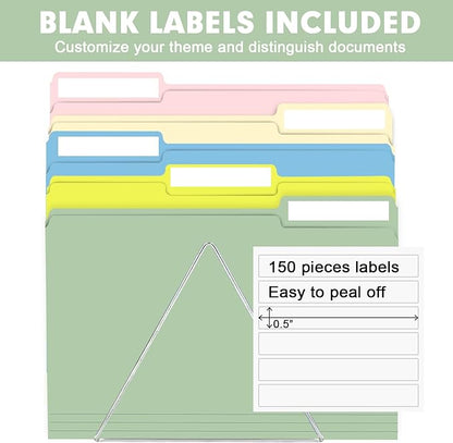 File Folder, RAZCC 150 Pack Colored File Folders, 1/3 Cut Tab File Folder Letter Size, Filing Folders with Tabs for Office School Business Use, Assorted 10 Colors
