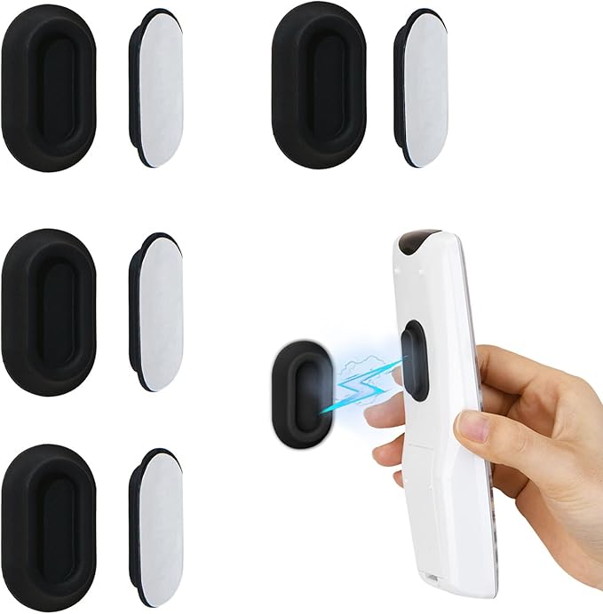 XYOFUN Magnetic Remote Control Holder Wall Mount - 4 Pcs No Drill Self-Adhesive Organizer for Air Conditioner & TV Remotes, Storage Caddy for Televisions Backside - Black