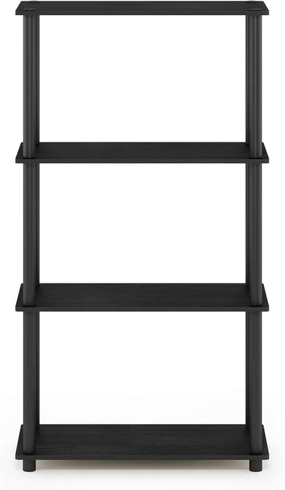 Furinno Turn-N-Tube 4-Tier Multipurpose Shelf Display Rack, Round Tubes, Americano/Black