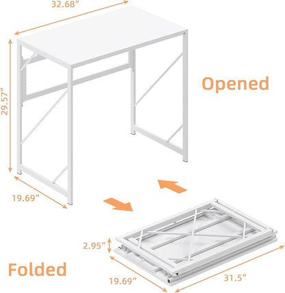 Elephance Folding Desk Writing Computer Desk for Home Office, No-Assembly Study Office Desk Foldable Table for Small Spaces