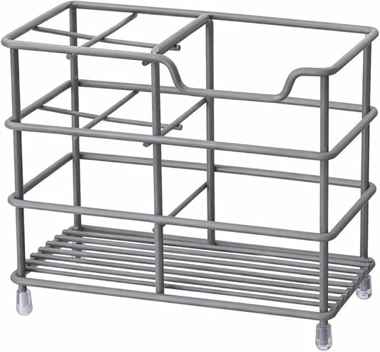 Urbanstrive 304 Stainless Steel Bathroom Toothbrush Holder Toothpaste Holder Stand Bathroom Accessories Organizer (Grey, Small)