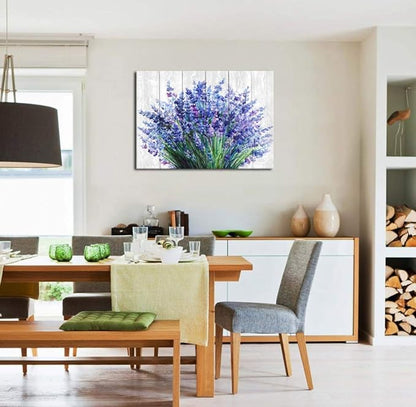 Lavender Wall Art Blue Flowers Watercolor Painting Canvas Picture for Bathroom Bedroom Wall Decor Modern Blossom Canvas Art for Living Room Office Home Decoration 20" x 28"