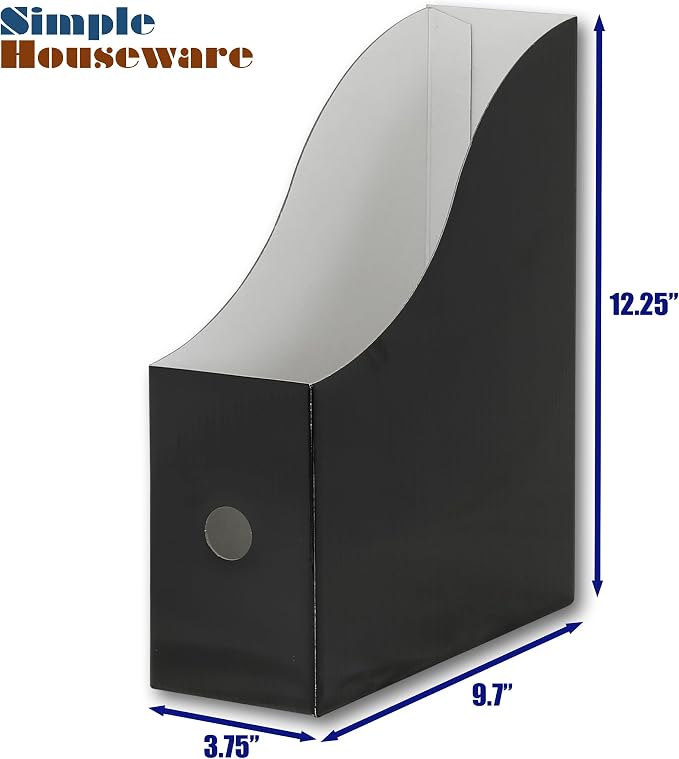 Simple Houseware 6-Pack Magazine File Holder Box, Foldable Cardboard Organizer, Black