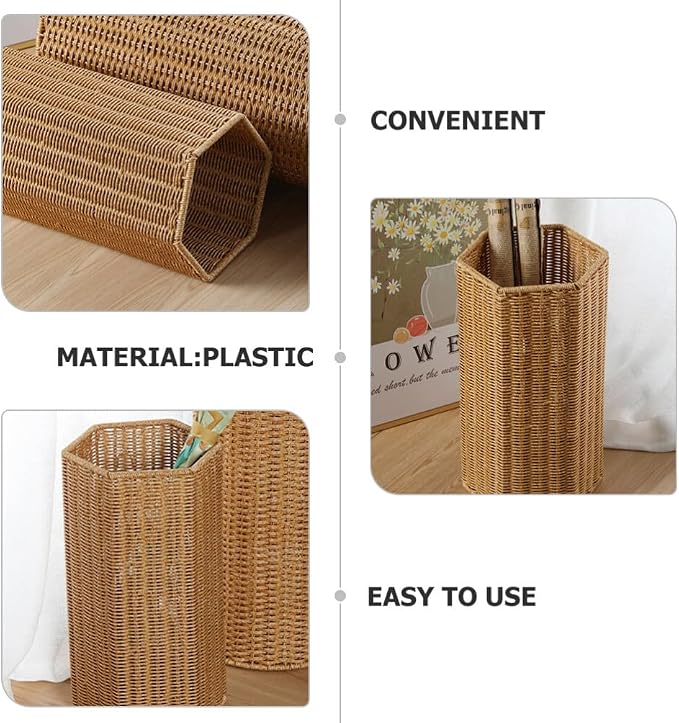 Alipis Woven Umbrella Stand for Entryway Freestanding Umbrella Holder Basket Storage Rack Tall Floor Woven Bucket Flower Vase for Canes Walking Sticks Organizer