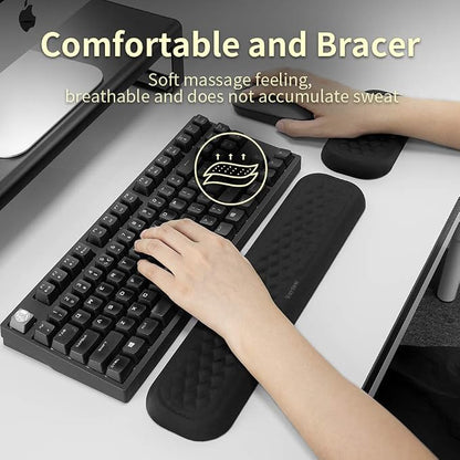Vaydeer 60%-75% Keyboard Wrist Rest, Memory Foam Hand Rest Support Pad Padded for Office, Computer, Laptop, Mac Typing and Wrist Pain Relief and Repair(14.17inch,Black)