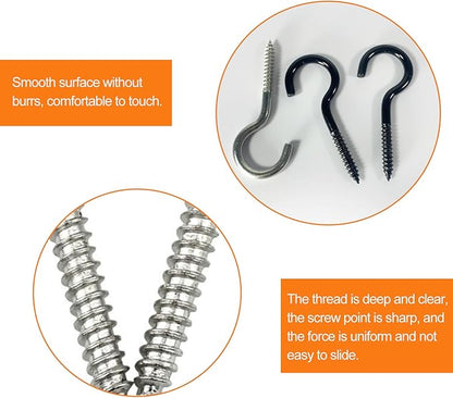 30 Pieces Stainless Steel Screw in Hooks for Hanging,Ceiling Hooks Cup Hook Screw for Hanging Christmas Lights LED Lights Outdoor Christmas Thanksgiving Decorations Indoor(Silver,1.96")