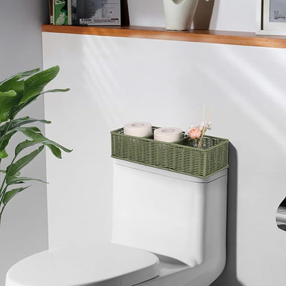 Bathroom Toilet Paper Basket: Water-resistant Resin 3-Section Organizer Above Toilet Space Efficient For Small Homes Stress Relief Sage Green 1pack