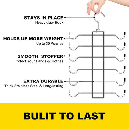 Metal Tank Top Hanger 2 Pack, Space Saving Bra Organizer with 24 Easy Access Hooks, 360° Swivel Closet Organizers and Storage, Apartment College Dorm Room Essentials, Small Space Organization Solution