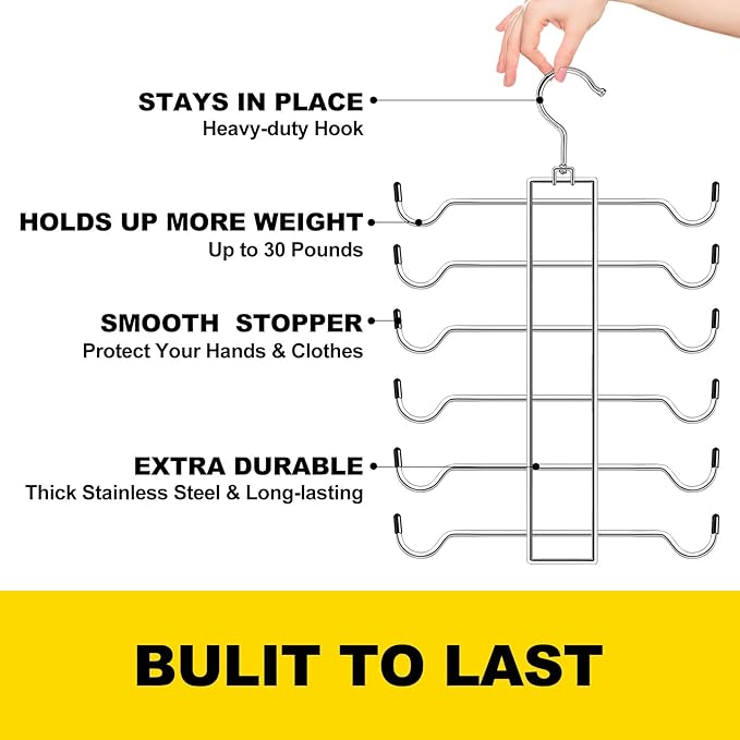 1 Pack Tank Top Hanger Space Saving, Closet-Organizer-and-Storage for Small Space, Non-Slip 6-Tier Hanging Sport Bras Holder, Dorm-Room-Essentials-for-College-Students-Girls Camisoles Swimsuits Dress