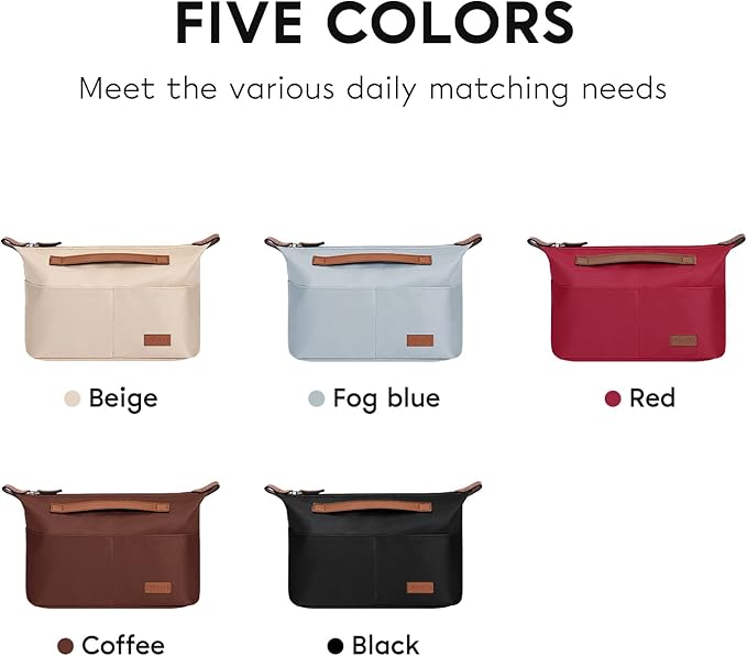 GIVLEFLY Purse Organizer with Zipper Tote Bag Organizer Inserts,Multiple Pockets Cup & Umbrella Position Lightweight Medium Handbag Dividers with Handle, Fit for Longchamp Neverful(Beige,Large)