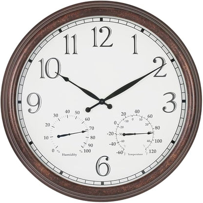 BESTIME MT-33 23-Inch Three-in-one Metal Wall Clock.Indoor,Outdoor,Thermometer,Hygrometer,Weather Resistant,Garden,Lanai.