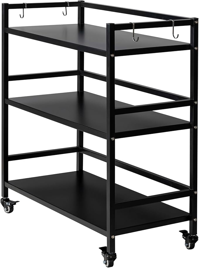 WHUANGKAKAMetal Storage Shelves,Garage Storage Shelving,Standing Storage Shelf,Black Metal Storage Rack,3 Tier Metal Shelving,Move Storage Shelf,Shelving Unit Organizer.