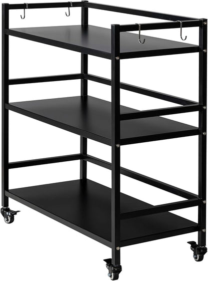 WHUANGKAKAMetal Storage Shelves,Garage Storage Shelving,Standing Storage Shelf,Black Metal Storage Rack,3 Tier Metal Shelving,Move Storage Shelf,Shelving Unit Organizer.