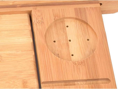 Bath Caddy Tray Bamboo Bathtub Tray Caddy Expandable with Wine Glass Holder and Book Stand