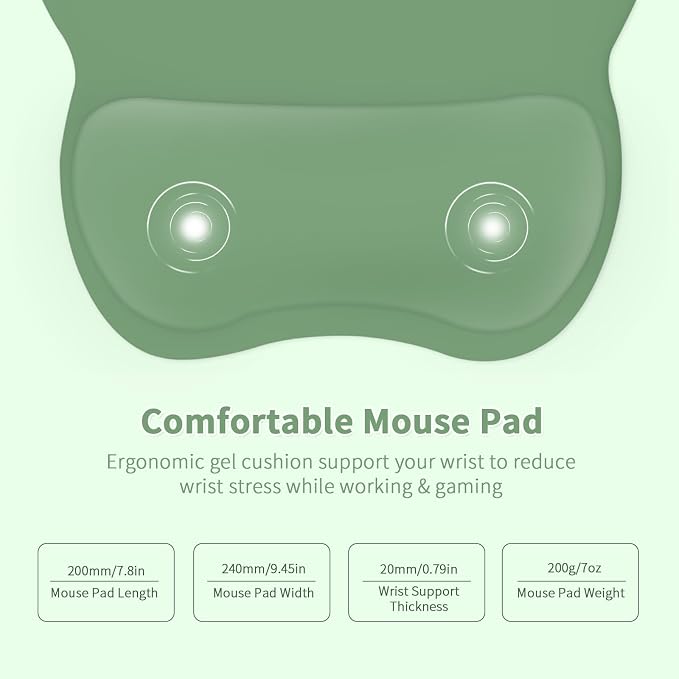 EooCoo Ergonomic Mouse Pad with Wrist Support, Mousepad with Memory Foam Wrist Rest and Non-Slip Base for Computer, Cafe, Home & Office, 9.64 x 8.26 in Office Desk Accessories