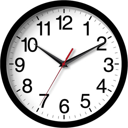 Rohioue Wall Clock Modern 8 Inch Battery Operated Silent Non Ticking Small Analog Clock for Living Room Office Home Bedroom Kitchen Bathroom(Black)