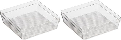 Oggi Clear Drawer Organizer - 6" X 6"- Ideal for Organizing Kitchen Drawers, Office, Desk, Silverware, Kitchen Utensils, Cosmetics and Bathrooms (Pack of 2)
