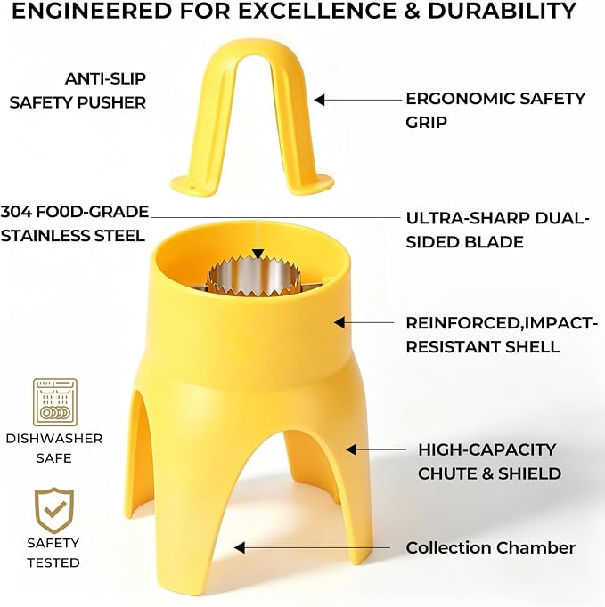 LIIGEMI Corn Stripper & Peeler Tool – Safe, Fast Corn Kernel Remover for Fresh, Cooked & Dry Corn – Non-Slip Handle, Essential Kitchen Gadget for Easy Meal Prep