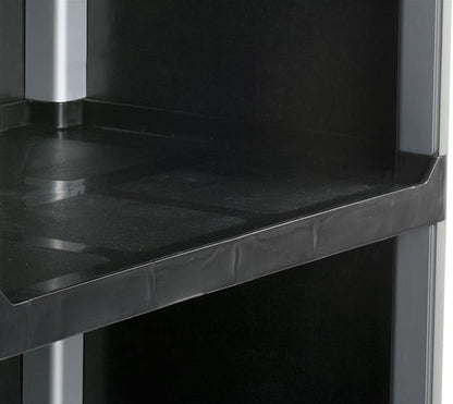 3-Shelf Utility Cart with Swivel Wheels, Enclosed Design with 2 Side Handles, Plastic and Aluminum (Black)