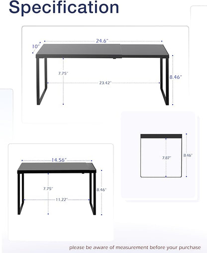 Nxconsu Cabinet Shelf Expandable Organizer Riser Rack for Kitchen Pantry Cupboard Under Sink Countertop Home Organization Extra Storage Space Saver Heavy Duty Metal Edgeless Design Black Large