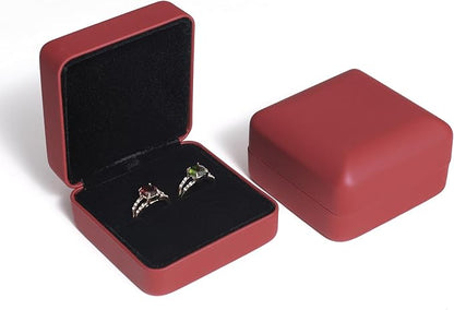 Velvet Ring Gift Box, Small Jewelry Earring Studs Holder Case for Wedding Day, Proposal, Engagement, Anniversary, Ring Display Storage Box for Women Girl (Red S)