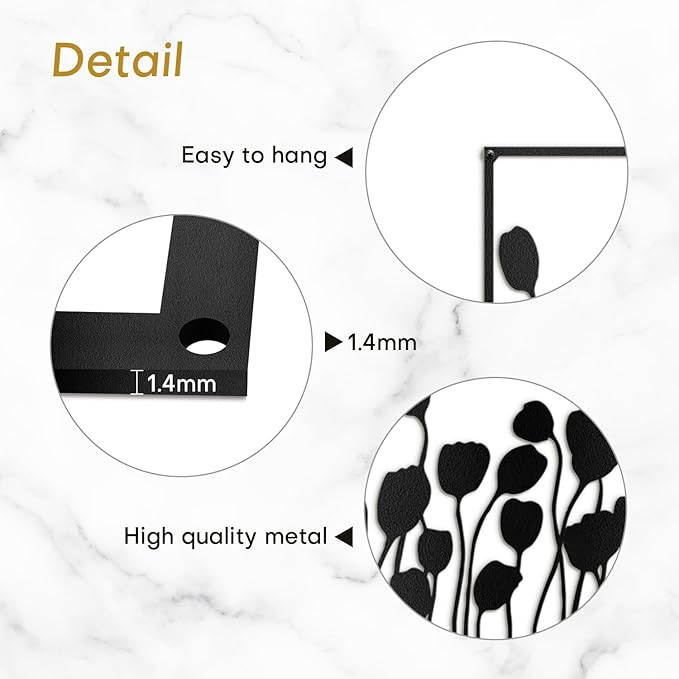 SIGNLEADER Metal Wall Decor Lotus Leaf Minimalist Modern Abstract Wall Sculpture Hangings Home Decoration for Living Room, Bedroom, Bathroom, Kitchen, Outdoor - 36" Black