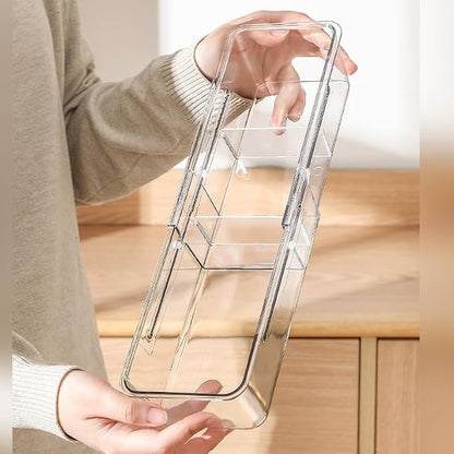 Tea Bag Holder，Expandable Tea Bag Organizer Boxes，Clear Acrylic Tea Bag Storage Bins,Kitchen Utensils for Sugar Packet, Coffee, Condiment for Drawer,Cabinet, Countertop,Pantry,1 Pack