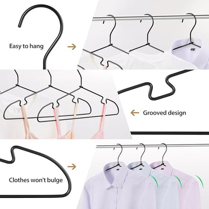 30 Pack Aluminum Clothes Hangers, 16.5 Black Inch Metal Shirt Hangers, Lightweight and Sturdy Heavy Duty Hangers for Suit Jackets and Dress Wedding Dresses Etc