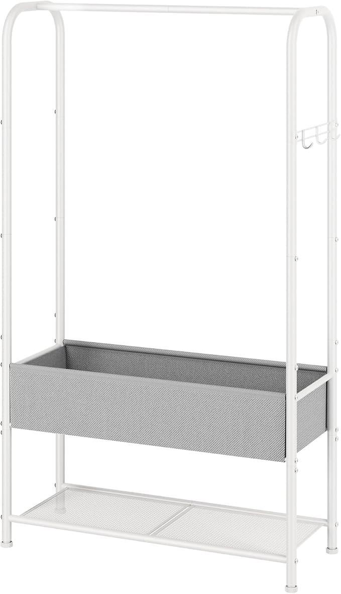 Golpart Clothes Garment Coat Rack Drying Clothing Racks Metal Freestanding for Hanging Clothes Portable Closet for Laundry Bedroom White