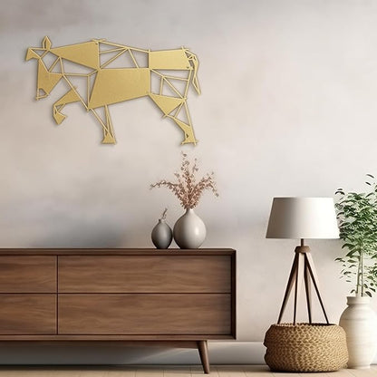 SIGNLEADER Metal Wall Art Decor Stubborn Donkey Modern Abstract Wall Sculpture Hangings Home Decoration for Living Room, Bedroom, Bathroom, Kitchen, Outdoor - 12" Gold