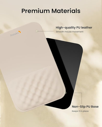 ProtoArc MP50 Ergonomic Mouse Pad with Wrist Rest, MP50 Mousepad with Massage Design, Soft Memory Foam and Non-Slip PU Base for Pain Relief, Desk, Home, Office, 12x8 Inches, Beige (Mouse Not Included)