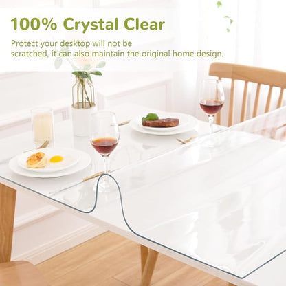 41 x 95 Inch Clear Table Cover Protector, Clear Table Protector for Dining Room Table, 1.5mm Plastic Table Cover, Waterproof Table Pad for Kitchen, Office