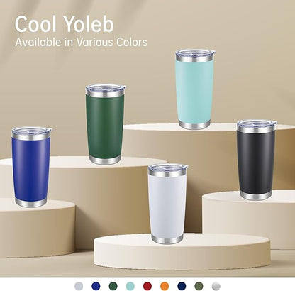 20 oz Tumblers Bulk Stainless Steel Tumbler with Lid Double Wall Vacuum Insulated Coffee Mug 20oz Powder Coated Cup for Hot and Cold Drinks, White, 6 pack
