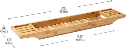Mind Reader Bathtub Tray, Shower Organizer, Bathroom Accessory, Wood Tray, Rayon from Bamboo, 27.5" L x 5.75" Wx 1.75" H, Brown