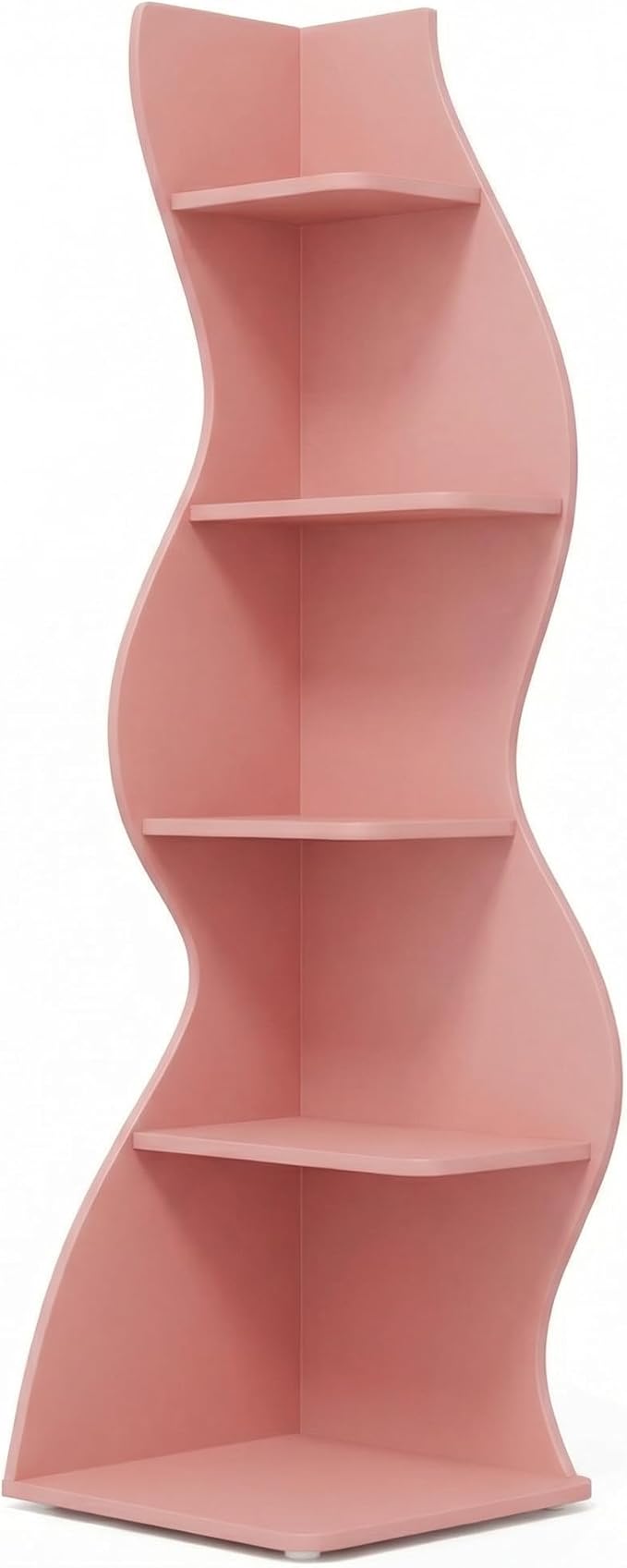 Arvolia 70 Inch Corner Shelf Stylish Design,Modern 5-Tier Wall Corner Bookshelf,Stylish Corner Small Bookcase Storage Rack Plant Stand with Unique Shape for Home Office (Pink)