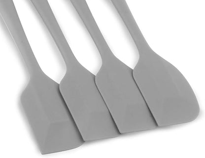 Silicone Spatula 4-piece Set, Heat-Resistant Non-stick Rubber Spatulas with Stainless Steel Core, Grey