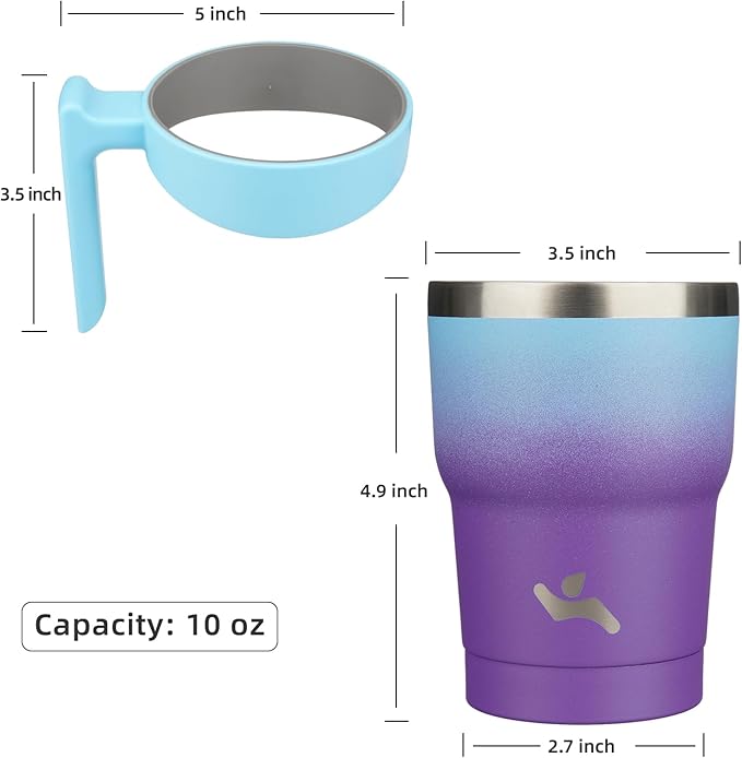 10 oz Tumbler with Handle and 2 Straw 2 Lid, Insulated Water Bottle Stainless Steel Vacuum Cup Reusable Travel Mug,Ocean Dream