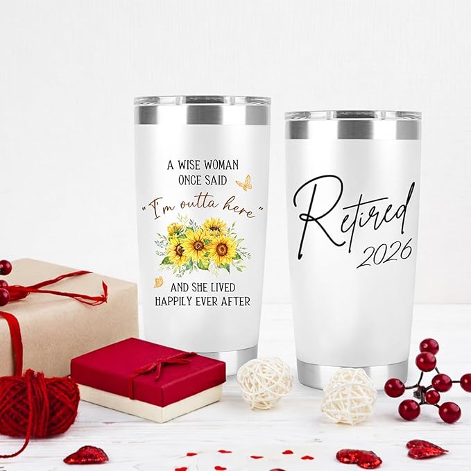 Retirement Gift for Woman – Retired 2026 A Wise Woman Once Said Stainless Steel 20Oz - Funny Retirement Gifts for Coworker Leaving - Farewell Gifts for Coworkers, Mom, Teacher, Nurse, Boss