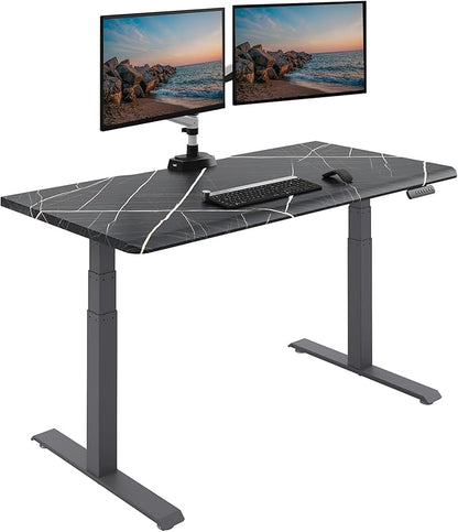 Vari ComfortEdge 60x30 Inch Adjustable Electric Standing Desk – Limited Edition Sit Stand VariDesk with Memory Presets & Sloped Front Edge + Tool-Free Assembly (Black Marble/Slate Legs)