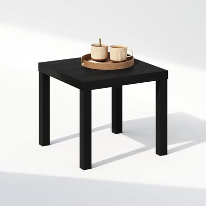 Furinno Classic Coffee Table, Square Modern Center Table with Triple Thick Tabletop, Simple Side Table with 4 Legs, for Living Room, Bedroom, Home Office, Black