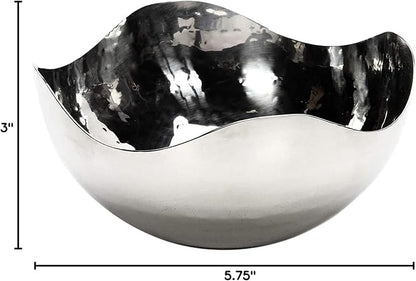 Hosley 5.75 Inch Diameter Silver Finish Metal Bowl, Ideal for Potpourri, LED Candles, Weddings, Special Events, Center Pieces, Craft. Use Decor to Coordinate O3