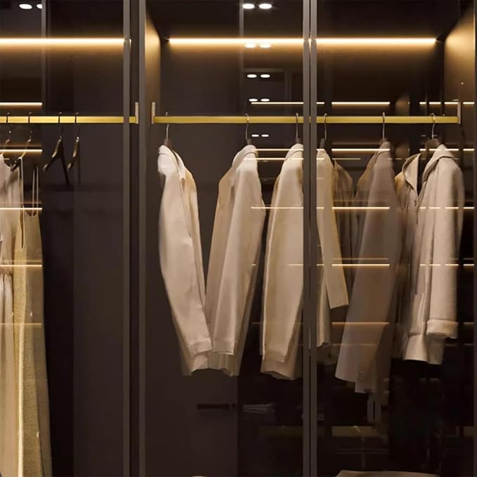 Square Closet Rods-Cuttable, Removable-Heavy Duty Black Wardrobe Rods and Brackets-Commercial, 12 16 18 24 28 30 60 72 In-Suitable for.Laundry.Home.Hotel.Clothing Store (Champagne,59in)