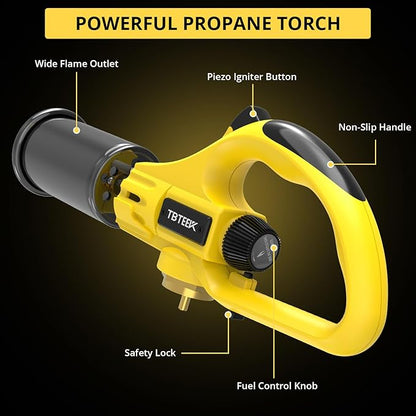 TBTEEK Powerful Propane Torch Head, Sous Vide Grill Cooking Torch With Adjustable Flame, Safety Lock Charcoal Torch Lighter for BBQ, Searing Steak, Creme Brulee, Campfire (Tank Not Included)