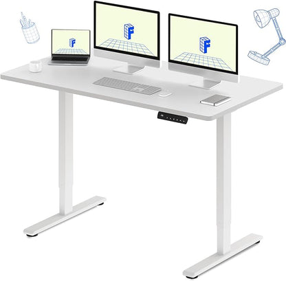 FLEXISPOT E3 Dual Motor 60 x 24 Electric Standing Desk Sit Stand Up Desk, Holds 220 lbs, Adjustable Height w/Memory Presets, One-Piece White Desktop & White Frame, Ships in 2 Boxes