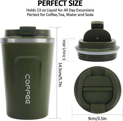 CS COSDDI 12 oz Stainless Steel Vacuum Insulated Tumbler - Coffee Travel Mug Spill Proof with Lid - coffee Cup for Keep Hot/Ice Coffee,Tea and Beer (Green)