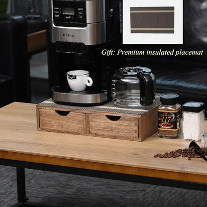 DDYURI Coffee Pods Storage Drawer Holder for Capsules - Multi Functional Desk Organizer Drawers For K cups Coffee Maker Brew - Kitchen Mini Wooden Box Chest Sideboard Counter Organization CF1D2C Dark
